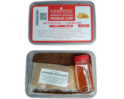 Пелетс HARPOON premium carp metod stik 2мм 400г+liquid honey