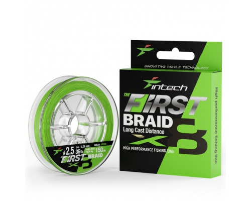 Шнур 8-жильний Intech First Braid X8 Green 150m(0,6/12lb/5.45kg)0.12