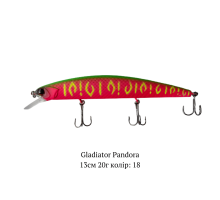 Воблер GLADIATOR "PANDORA" 1.5-2.0м 20г 13см Колір 18