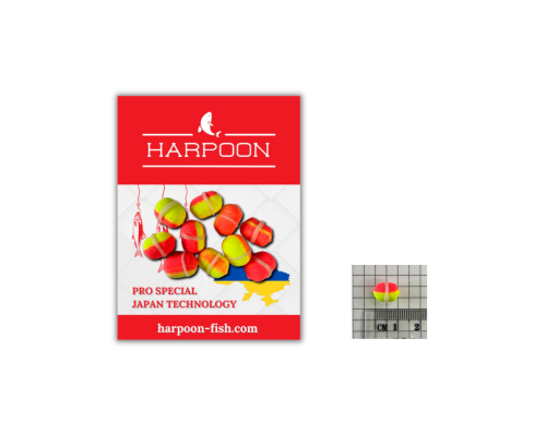 МІНІ-Бойл з резинкою HARPOON Pop UP 9*8мм 10шт Полуниця/Опариш