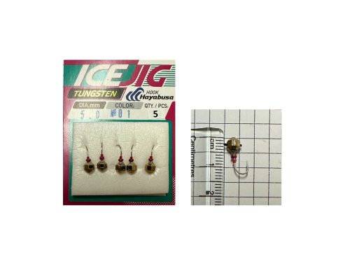 Мормишка Intech Ice Jig  Кристал  з отвором (кембрік) 0,83г L-5мм (5шт) (№01 золото)
