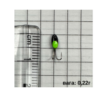 Мормишка вольфрамова  STREAM К 4125   2,5мм 0,22гр чорна з зеленим  (ціна за 1 шт)