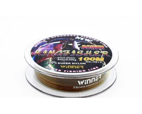Волосінь KING FISHER Мультиколор 100м 0.20мм    (10шт в уп)