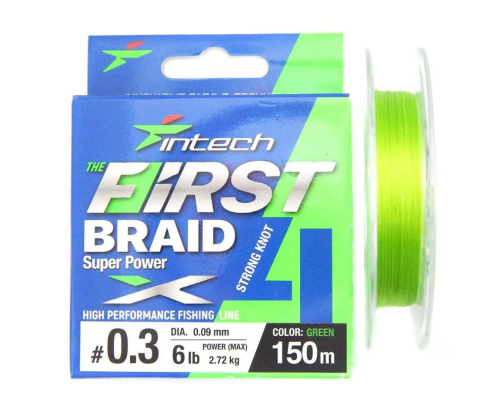 Шнур Intech First Braid X4 Green 100m(1.5/24lb/10.0kg)0.20